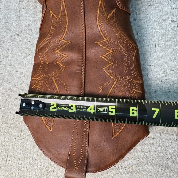 IUV Brown Faux Leather Western Cowboy Boots Women's 6 Embroidered Pull On - Picture 8 of 9